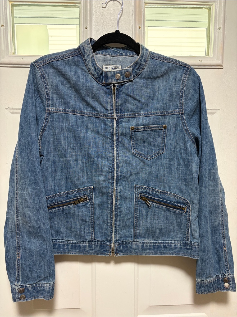 Old Navy Light Blue Denim Moto Jacket